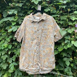 Quiksilver Beige Floral Button-Down Shirt